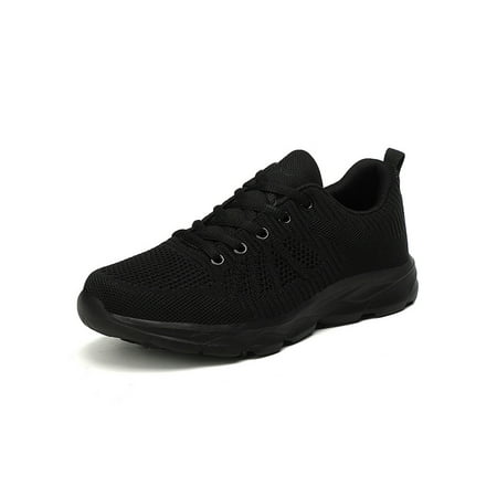 

Crocowalk Womens Flats Comfort Casual Shoe Non-Slip Sneakers Women Trainers Outdoor Breathable Lace Up Walking Shoes Black 4.5