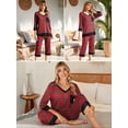 thumbnail image 3 of SHOWMALL Comfy Lounge Sets for Women Red Plaid 2XL 3/4 Sleeves V-Neck Tops and Loose Capri Pants Pajama Set, 3 of 8