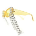 thumbnail image 3 of Heavy Dripping Rhinestone Tassel Bling Luxury Rectangle Sunglasses Yellow, 3 of 4