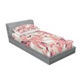 thumbnail image 3 of Floral Bedding Set with Sheet & Covers, Swirled Florets in Pastel Tones Romantic Shabby Form Fragrance Pattern, Printed Bedroom Decor 2 Shams, 4 Sizes, Beige Coral Maroon, by Ambesonne, 3 of 3