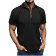 thumbnail image 2 of Fnooota Summer Polo Shirts for Men, Zipper Collared Workout Casual Short Sleeve Shirts Black Size 2XL, 2 of 7
