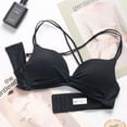 thumbnail image 2 of Sujetador sin costuras Wireless Thicken Sexy Hacer subir Underwear Lencería elástica transpirable, Negro, 80B Vogacara AP001256-15B, 2 of 7