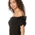 thumbnail image 3 of XSCAPE Womens Black Zippered Lined Ruffle Sleeves Short Sleeve Off Shoulder Full-Length Evening Gown Dress 14, 3 of 3