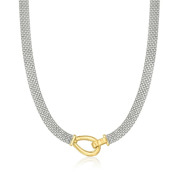 Ross-Simons Two-Tone Sterling Silver Bismark-Link Necklace, Women's, Adult