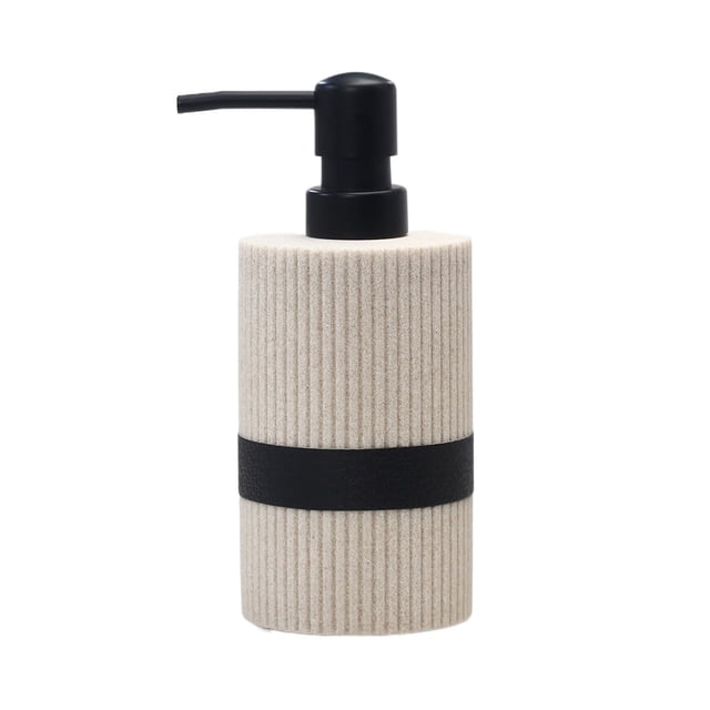 Dispensador de jabón de cerámica a rayas, rellenable, for cocina y baño.