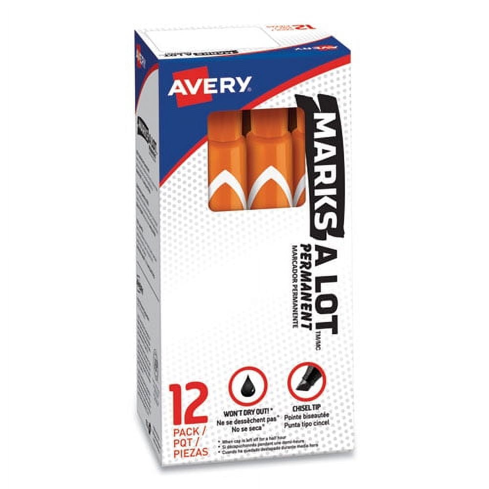 Marks A Lot Large Desk-Style Permanent Marker, Broad Chisel Tip, Orange, Dozen (8883) | Bundle of 10 Dozen