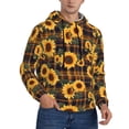thumbnail image 2 of Pofeuu Brown Blue Plaid Sunflower Print Mens Casual Hooded Collar Drawstring Hoodies Pullover Sweatshirts Casual Long Sleeve Shirts-XX-Large, 2 of 7