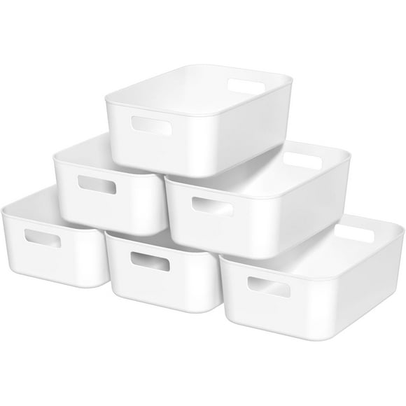 Hltpoi 6-Pack Plastic Storage Bins Kitchen Pantry Organization Bin White