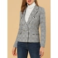 thumbnail image 6 of MODA NOVA Juniors Plaid Double Breasted Notched Lapel Blazer Jackets, 6 of 7
