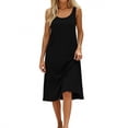 thumbnail image 2 of AHMOMEI Summer Dresses for Women Loose Casual Sleeveless Tank Dress Solid Color Crewneck House Dresses Beach Sundresses Black L, 2 of 5