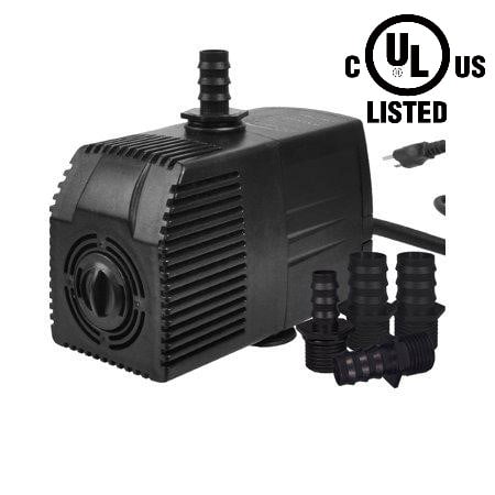 Simple Deluxe LGPUMP400G 400 GPH UL Listed Submersible Pump with 15' Cord for Hydroponics, Aquaponics, Fountains, Ponds, Statuary, Aquariums &