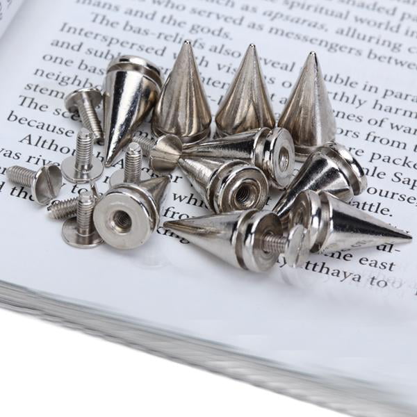 10sets New Silver Cone Screwback Spikes Studs 19mm for Bags Clothes Decoration 