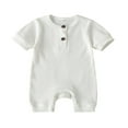 thumbnail image 1 of Baby Boys Girls Romper Ribbed Short Sleeve Knit Cotton One Piece Jumpsuit, 1 of 6