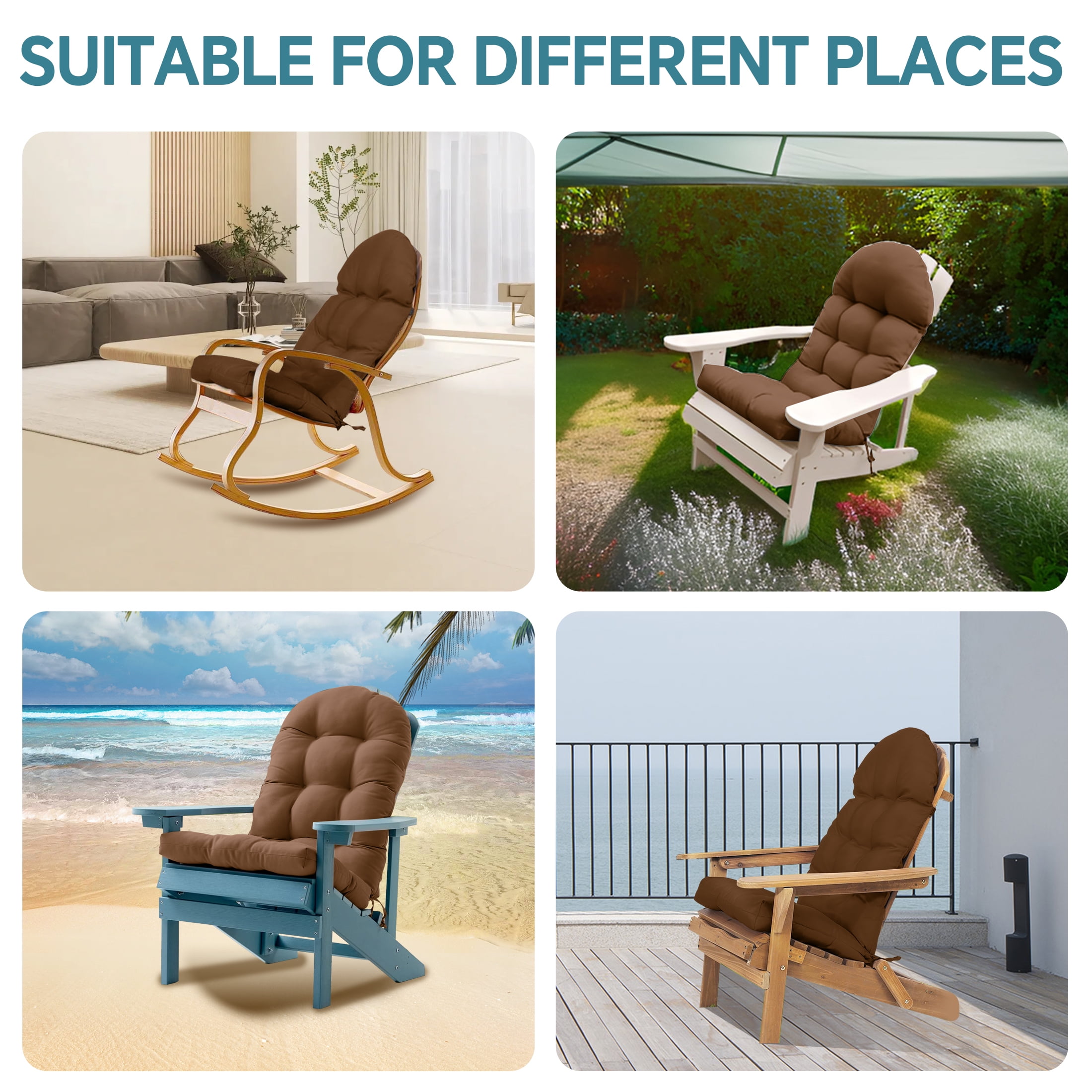 HioHa Adirondack Chair Cushion Set of 2, 49x20 Inch Waterproof UV-Protected Outdoor Patio Cushion