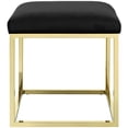thumbnail image 4 of Modern Deco Contemporary Urban Design Living Room Lounge Club Lobby Accent Chair Ottoman, Velvet Fabric Metal Steel, Gold Black, 4 of 5