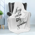 thumbnail image 4 of Grandma Soft Flannel Fleece Throw Blanket, Monochrome Hand Lettering Words About Hugging Grandma Calligraphy, Cozy Plush for Indoor and Outdoor Use, 50" x 70", Black White, by Ambesonne, 4 of 5