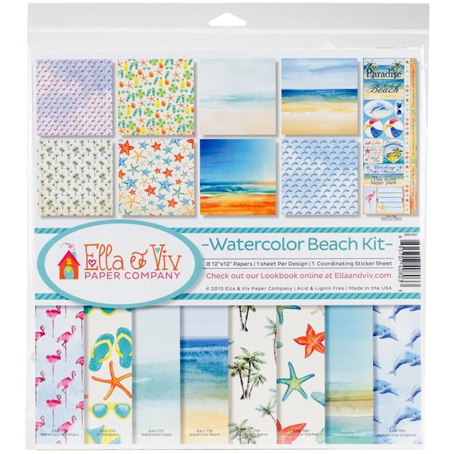Reminisce EAV803 12 x 12 in. Ella & Viv Collection Kit - Watercolor Beach