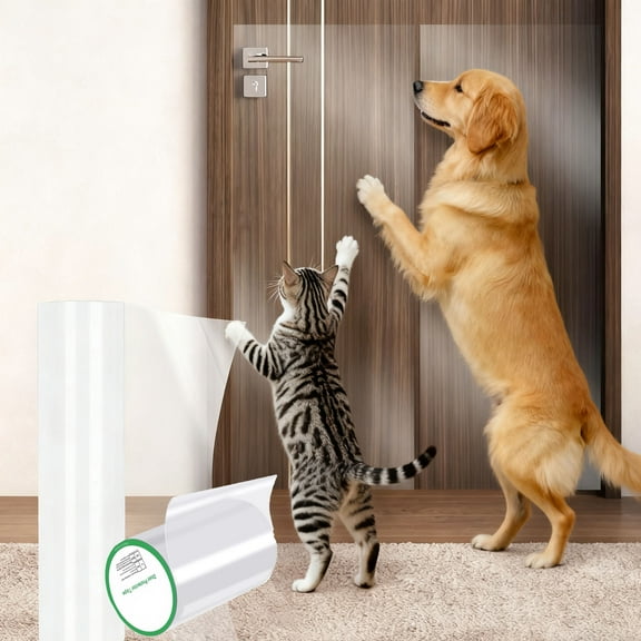 Door Protector from Dog Scratching 118" x 8.2"Cat Scratch Door Frame Single Side Adhesive Protector Anti Dog Scratch Door Guard for Dogs Clear