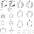 thumbnail image 1 of 1 caja de 6 juegos de anillos para un solo dedo de acero inoxidable, conjunto de anillos de estilo francés con diseño de estrella, luna, sol, galaxia celestial, anillos plateados., 1 of 6