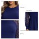 thumbnail image 4 of Vestido Corto Cuello Redondo Empalme De Encaje Vestido Informal De Mujer Elegante De Moda para Cumpleaños Azul Oscuro L, 4 of 5