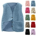 thumbnail image 5 of Fmbrln Girls Boys Fuzzy Fleece Vest Full Button V Neck Sleeveless Jackets Fall Winter Soft Comfy Thickened Warm Coat with Pockets, Sizes 5-13Y, 5 of 5
