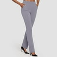thumbnail image 2 of vigerkar Women's Stretch Yoga Pants -High Waist Bell Bottoms Trouser,Pull-On Office Slacks,with Pockets Grey, L, 2 of 4