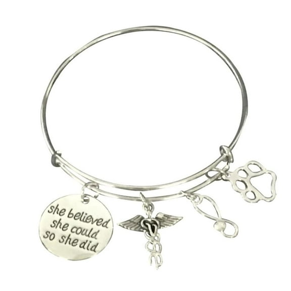 Veterinarian Gifts - Veterinarian Bracelet - Technician Gifts - She Believed She Could, So She Did Bracelet