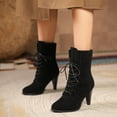 thumbnail image 2 of B91xZ Bottines pour Femmes Talon Bas Élastique Plateforme Semelle Crantée à Enfiler, Noir 7.5, 2 of 5