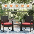 thumbnail image 2 of Elegante conjunto de bar para patio de ratán PE negro - Muebles exteriores resistentes - Mesa de vidrio templado - Ideal para jardín y terraza - Incluye cojines rojos - Color: Ratán negro + cojín rojo, 2 of 8