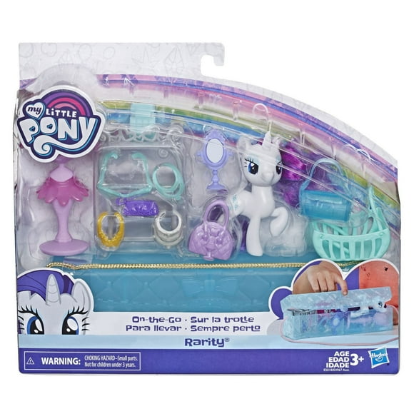 My Little Pony - Jouet Twilight Sparkle Sur la trotte - Figurine de poney blanc de 7,5 cm avec 14 accessoires et une mallette