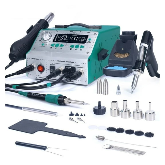 948-II 4 In 1 Desoldering Hot Air Gun Rework Soldering Iron Suction Tin Gun Pick Up Pen Desoldering Soldering Station ,Fast Heating and Auto Hibernate