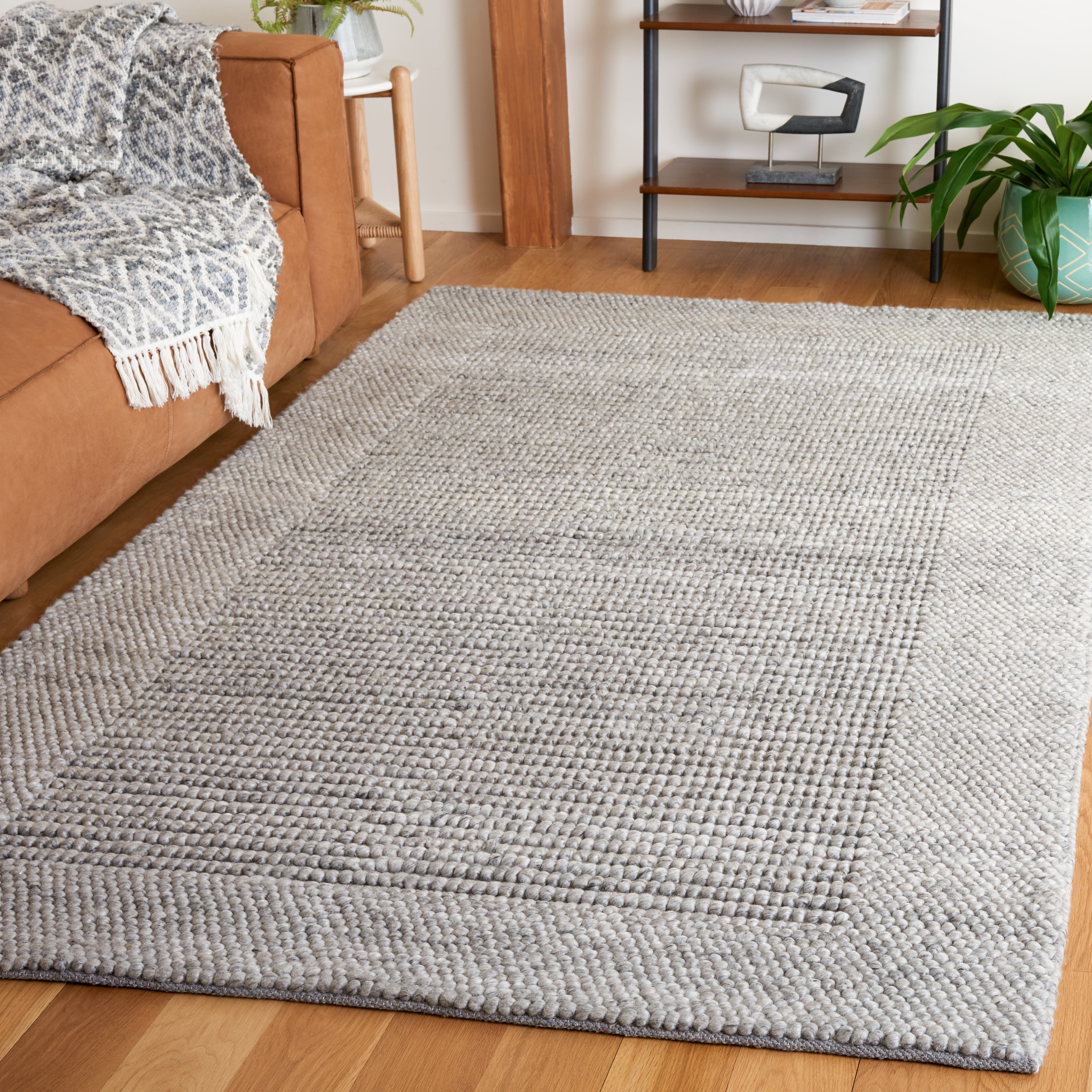 SAFAVIEH Natura Novilla Bordered Area Rug, Grey, 9' x 12'