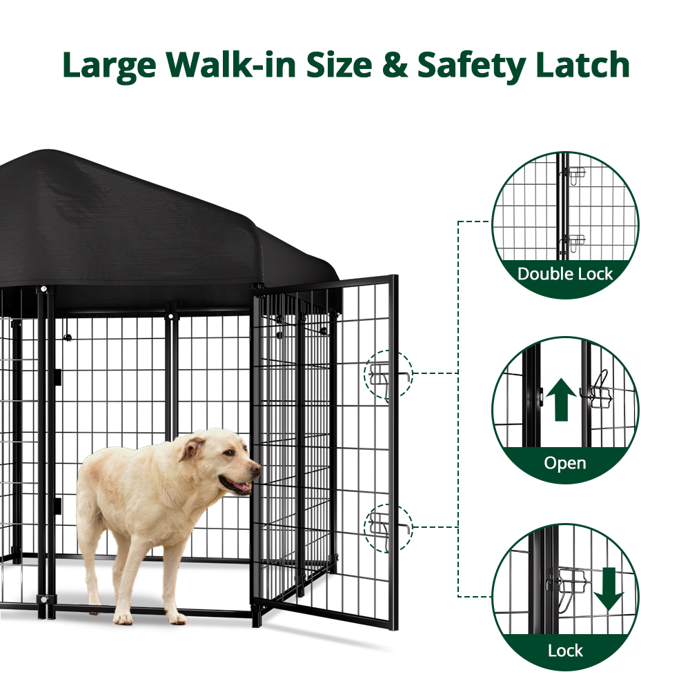 PawGiant Large Outdoor Dog Kennel, 4ft x 4.2ft x 4.5ft Fence with UV-Resistant Oxford Cloth Roof & Secure - image 5 of 10