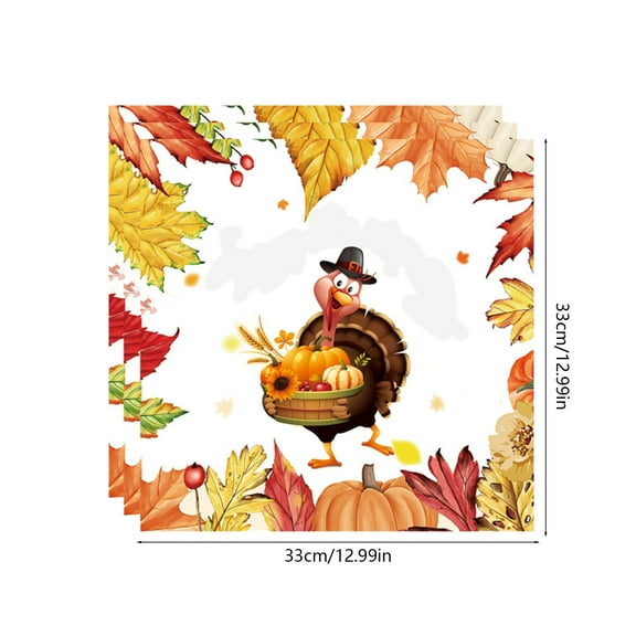 HOARBOEG Thanksgiving Paper Towels 20 Count - Fall Pumpkin Leaves Pattern Disposable Tableware for Autumn Harvest Party, Holiday Dinner, and Thanksgiving Decorations