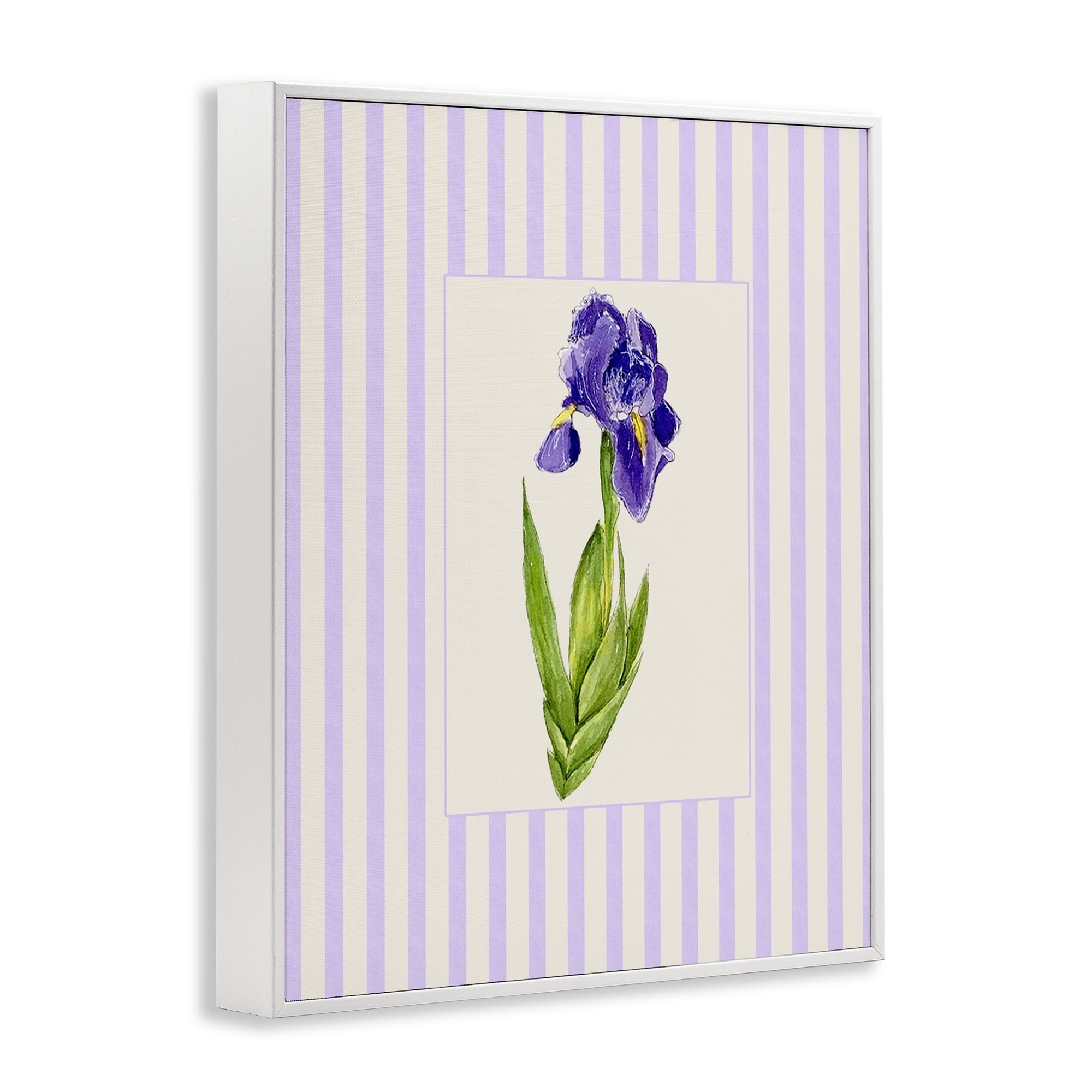 Purple Stripe Iris White Framed Giclee Art, design by Lisa Wehmeyer