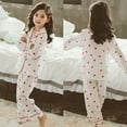 thumbnail image 7 of VNKIDY Kids Family Matching Heart Prints Loungewear Set Long Sleeve Lapel Button Down Top Soft Pants For Home Wear Leisure Set, 7 of 7
