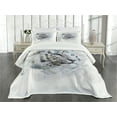 thumbnail image 3 of Ambesonne Animal Quilted Bedspread Set 3 Pcs, White Tiger Portrait, Queen Size, Black Grey White, 3 of 5