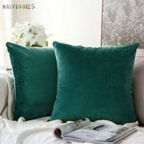 BadPiggies Pack of 2 Velvet Throw Pillow Covers Decorative Square Pillowcases Soft Solid Cushion Cases for Sofa Bedroom Car Cafe Office (20" x 20", Green)