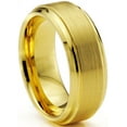 thumbnail image 2 of Tungsten Wedding Band Ring 8mm for Men Women Comfort Fit 18K Yellow Gold Plated Step Beveled Edge Brushed Polished Lifetime Guarantee, 2 of 5