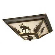 Vaxcel Yellowstone Bronze Rustic Moose Tree Square Outdoor Flush Mount Ceiling Light