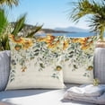 thumbnail image 3 of Throw Pillow Covers 18x18 Inch Set of 2, Sunflowers Waterproof Outdoor Pillow Covers, Spring Floral Eucalyptus Leaves Summer Botanical Decorative Cushion Pillowcases for Couch, Sofa, Bed, Patio, 3 of 9