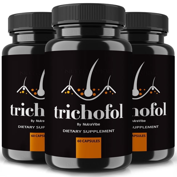 (3 Pack) Trichofol Hair Growth Supplement, Trichofol Protein Capsules for Hair Support, All Natural Supplement To Help Fine, Thinning and Weak Hair, Hair Vitamins, Trichofol Reviews (180 Capsules)