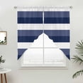 thumbnail image 3 of Navy Blue White Striped Kitchen Window Curtains, Swag Curtains Valance for Bedroom Living Room Bathroom, Farmhouse Stripes Rod Pocket Window Treatment Curtain Block Drapes 2 Panels 36"x45", 3 of 6