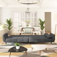 thumbnail image 4 of vidaXL 2-Seater Sofa Bed with Two Pillows Dark Gray Velvet, 4 of 10