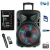 beFree Sound 12 Inch Woofer Portable Bluetooth Powered PA Tailgate Party Rechargeable Speaker With Illuminating Lights