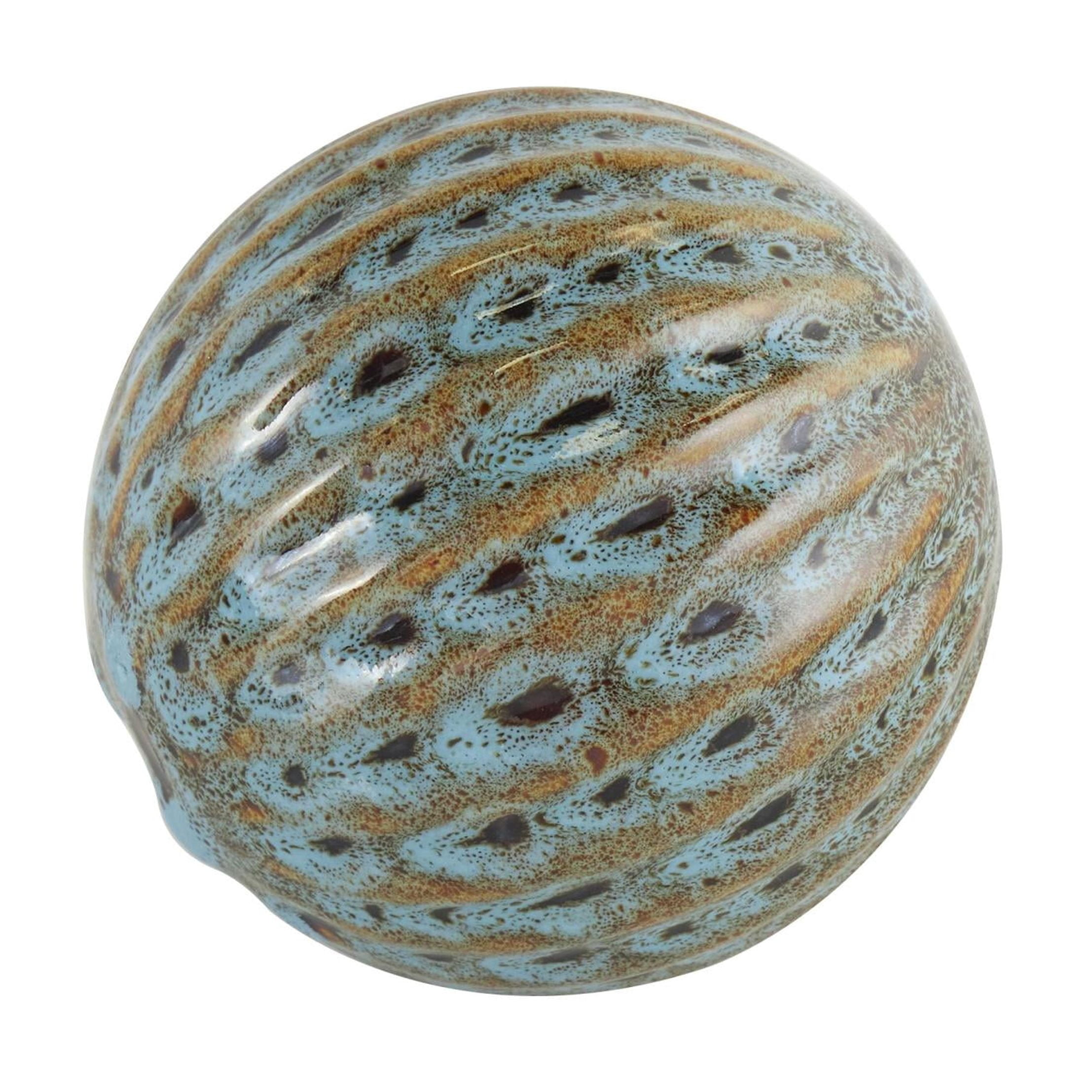 DecMode Multi Colored 4" Spotted Ceramic Orbs & Vase Filler with Grooves (4 Count)