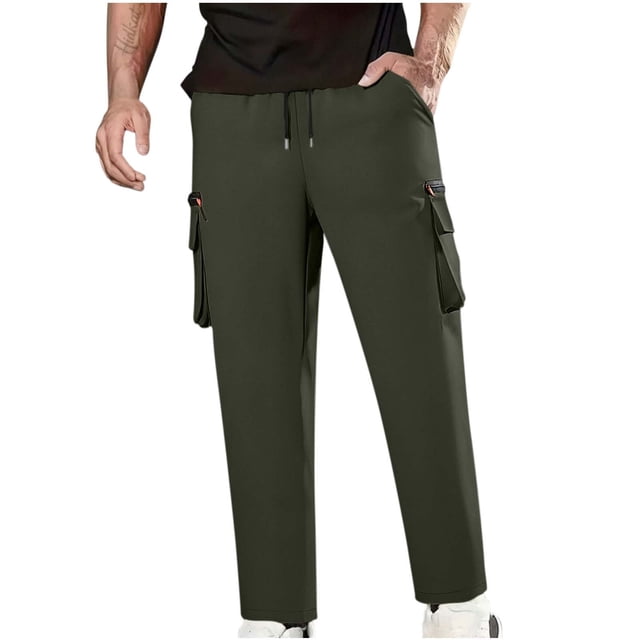 Straight Leg Pants for Men Workwear Protection Casual Multi Pocket Pants Full Length Polyester