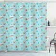 thumbnail image 1 of Snowy Shower Curtain, Interpretation of Animals in Winter Clothing Snowboarding, Fabric Bathroom Set with Hooks, 69W X 84L Inches Extra Long, Dark Seafoam Multicolor, by Ambesonne, 1 of 3