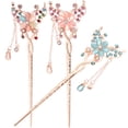 thumbnail image 4 of GOOHOCHY 3 uds palillos chinos para el cabello con flores, palillos para el cabello con flores tradicionales, pasadores para moño, 4 of 8