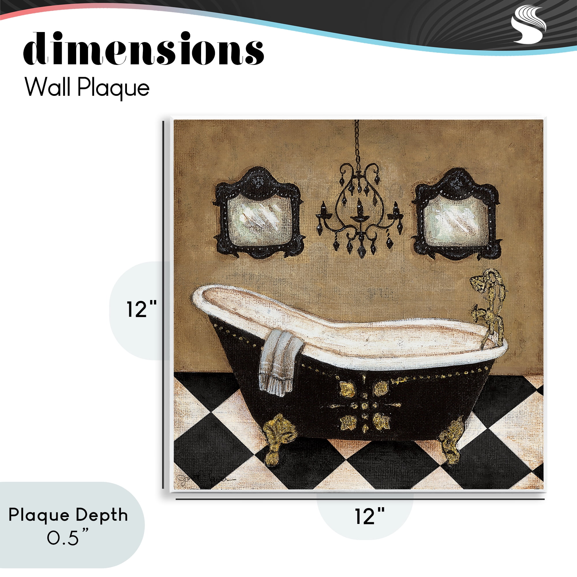 Stupell Industries Elegant Vintage Bathtub Wall Plaque Art, design by Janet Tava